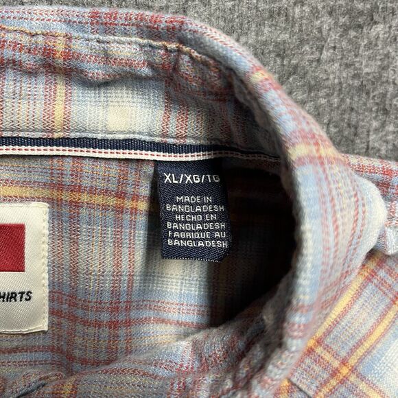 Wrangler Long Sleeve Button Down Shirt Men's XL Pink Blue Yellow Plaid - Picture 2 of 7